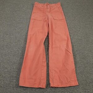 Levis Premium Ribcage Straight Pants Womens 25 Coral High Rise Utility Wide Leg